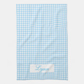 Classic Blue & White Gingham | Personalized Name Theedoek (Verticaal)