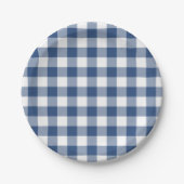 Classic Blue White Gingham Pset Pattern Papieren Bordje (Voorkant)