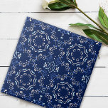 Classic Blue & White Mediterranean Azulejo Tegeltje<br><div class="desc">Elegante  decoratieve tegel in mediterrane stijl met een naadloos patroon van blauwe en witte ornamenten.</div>