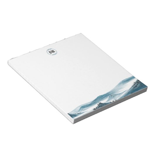 Classic Blue White Mountain Uitzicht Notitieblok (Schuin)