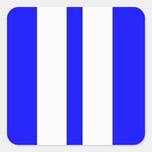 Classic Blue & White Retro Car Racing Stripes Vierkante Sticker