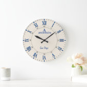  Classic Blue White Roman Elegant Grote Klok (Huis)