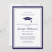 Classic Blue & White Script Afstuderen Foto Kaart (Voorkant)