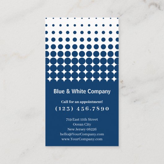 Classic Blue & White Thank You Punch Klantenkaartje (Achterkant)