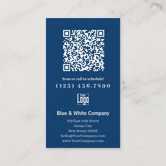 Classic Blue & White with Logo Thank You Punch Klantenkaartje (Achterkant)