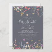 Classic Blue Wild Floral Baby Sprinkle Kaart (Voorkant)