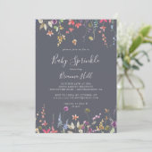 Classic Blue Wild Floral Baby Sprinkle Kaart (Staand voorkant)