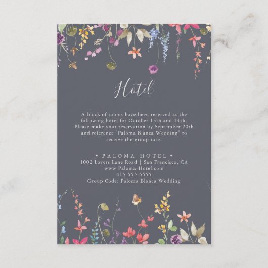 Classic Blue Wild Floral Hotel Informatiekaartje (Voorkant)