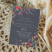 Classic Blue Wild Floral Spain Wedding Kaart