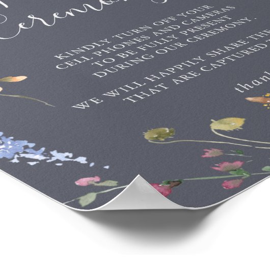 Classic Blue Wild Floral Unplugged Ceremony Poster (Hoek)