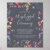 Classic Blue Wild Floral Unplugged Ceremony Poster (Voorkant)