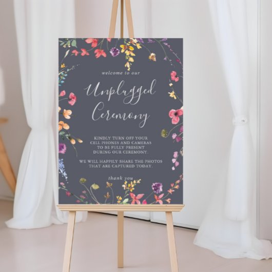 Classic Blue Wild Floral Unplugged Ceremony Poster