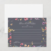 Classic Blue Wild Floral Wedding Advice Kaart