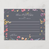 Classic Blue Wild Floral Wedding Advice Kaart (Voorkant)
