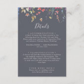Classic Blue Wild Floral Wedding Details Informatiekaartje (Voorkant)