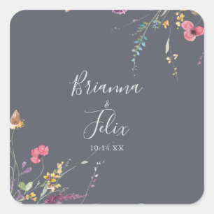 Classic Blue Wild Floral Wedding Envelope zegels