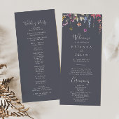 Classic Blue Wild Floral Wedding Programme Programmakaart