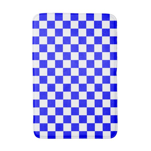 Classic Blue with White Square Pattern Badmat (Voorkant Verticaal)