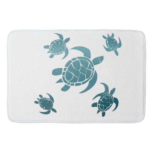 Classic Blue Zee Schildpadden Witte Kust Badmat (Voorkant)