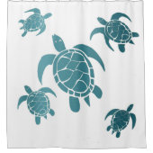Classic Blue Zee Schildpadden Witte Kust Douchegordijn (Voorkant)