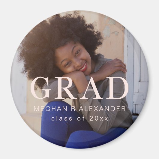 Classic Blush Afstuderen foto en naam Magneet (Voorkant)
