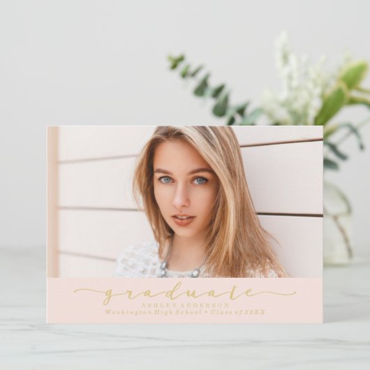 Classic Blush Afstuderen kondiging Aankondiging (Staand voorkant)