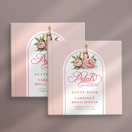 Classic blush and gold petals prosecco sign book gastenboek