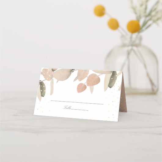 Classic Blush Eucalyptus Glitter Weddenschap Plaatskaartje (Voorkant)