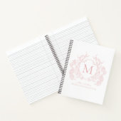 Classic Blush Pink Floral Crest Monogram Journal Notitieboek (Binnen)