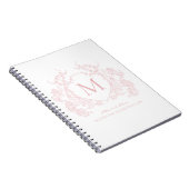 Classic Blush Pink Floral Crest Monogram Notitiebo Notitieboek (Rechterzijde)
