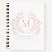 Classic Blush Pink Floral Crest Monogram Recept Notitieboek (Voorkant)