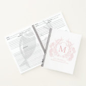 Classic Blush Pink Floral Crest Monogram Recept Notitieboek (Binnen)