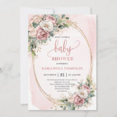 Classic Blush Pink Floral Eucalyptus Baby Shower Kaart (Voorkant)