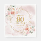 Classic blush pink gold 90th birthday celebration  servet (Voorkant)