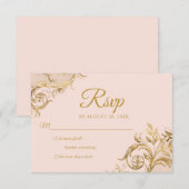 Classic Blush Pink Gold Quinceanera Response Kaart (Voorkant / Achterkant)