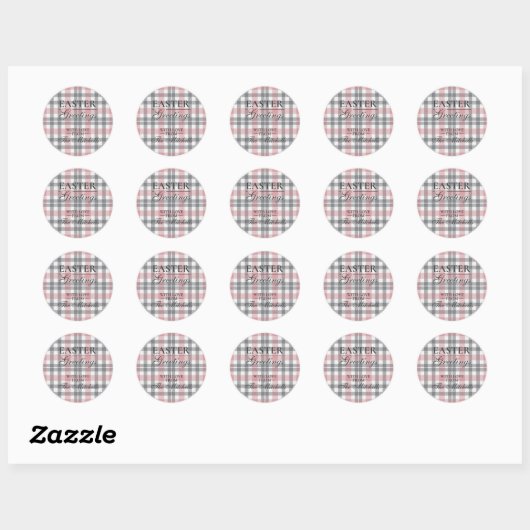 Classic Blush Pink Gray Plaid Pattern Label Sheet (Vel)