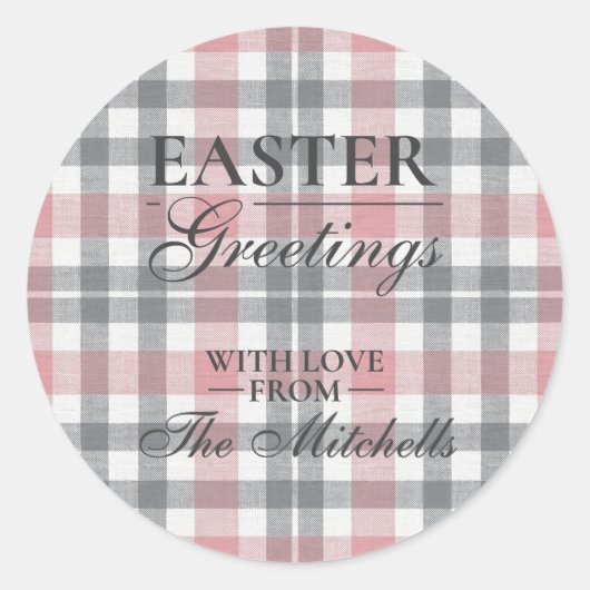 Classic Blush Pink Gray Plaid Pattern Label Sheet (Voorkant)