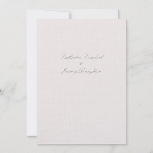Classic Blush Pink Linen Wedding Script Invitation Kaart (Achterkant)