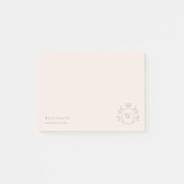 Classic Blush Pink Monogram Floral Crown Crest Post-it® Notes