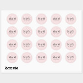Classic Blush Pink Monogram Typography Wedding Ronde Sticker (Vel)