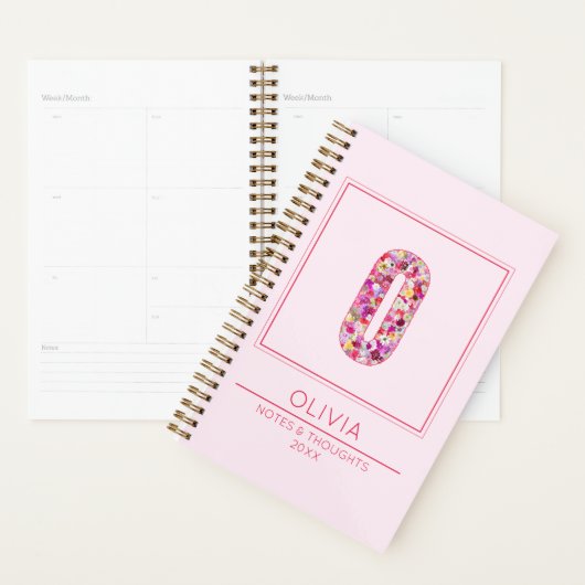 Classic Blush Pink Monogrammed Name Letter O Planner (Display)