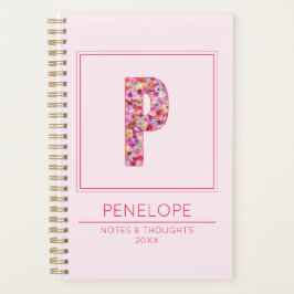 Classic Blush Pink Monogrammed Name Letter P Planner