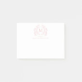 Classic Blush Roze Bloemen  Crest Monogram Post-it® Notes (Voorkant)