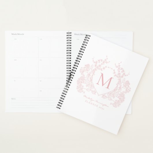 Classic Blush Roze Bloemkam Monogram Planner (Display)