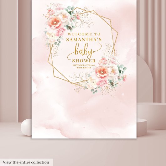 Classic blush roze floral baby shower achtergrond wandkleed