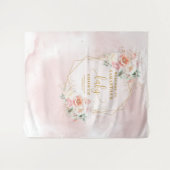Classic blush roze floral baby shower achtergrond wandkleed (Voorkant (horizontaal))