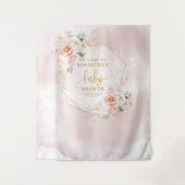 Classic blush roze floral baby shower achtergrond wandkleed (Voorkant)