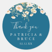 Classic Blush Wildflower Bedankt voor de bruiloft Ronde Sticker (Voorkant)