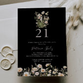 Classic Blush Wildflower Black 21e verjaardagsfees Kaart