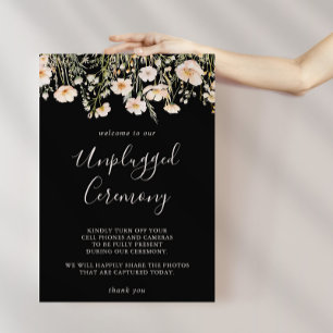 Classic Blush Wildflower Black Unplugged Ceremony Poster